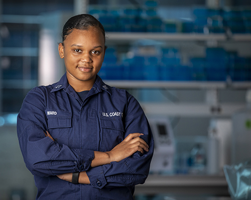 Black service members like Assata Ward, a member of the U.S. Coast Guard, and their families are returning to college after enlistment with the help of Post 9/11 educational benefits. (courtesy photo)