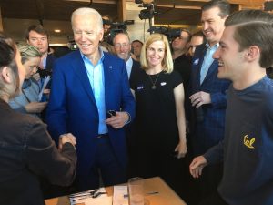 Presidential Candidate Joe Biden Visits Oakland Restaurant on Super Tuesday