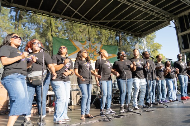 The Greater Grace Choir took to the stage. Their voices lifted and inspired the audience on Friday for Gospel Under the Stars at William Land Park. June 20, 2025. Roberta Alvarado OBSERVER