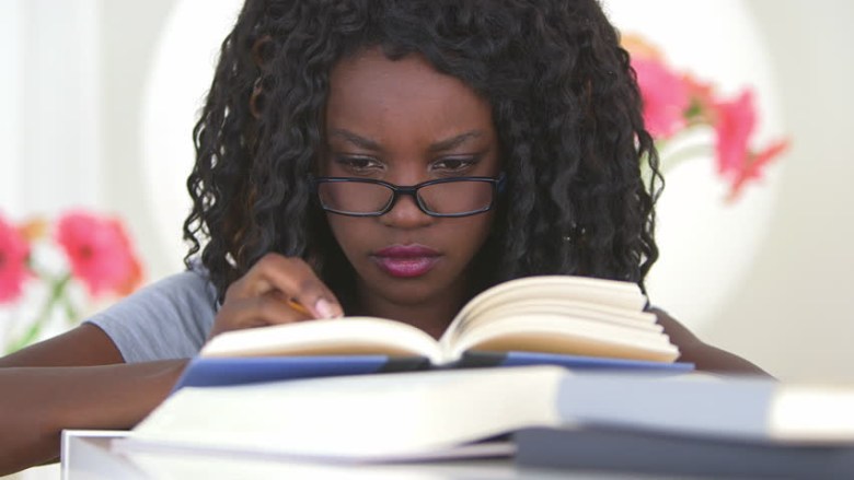 Black Female Student Studying