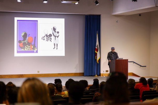 Black Panther artist Emory Douglas shared his work that appeared in the organization’s famed newspaper. The paper, like the group, championed health and social justice issues in the community. Douglas Carter, OBSERVER